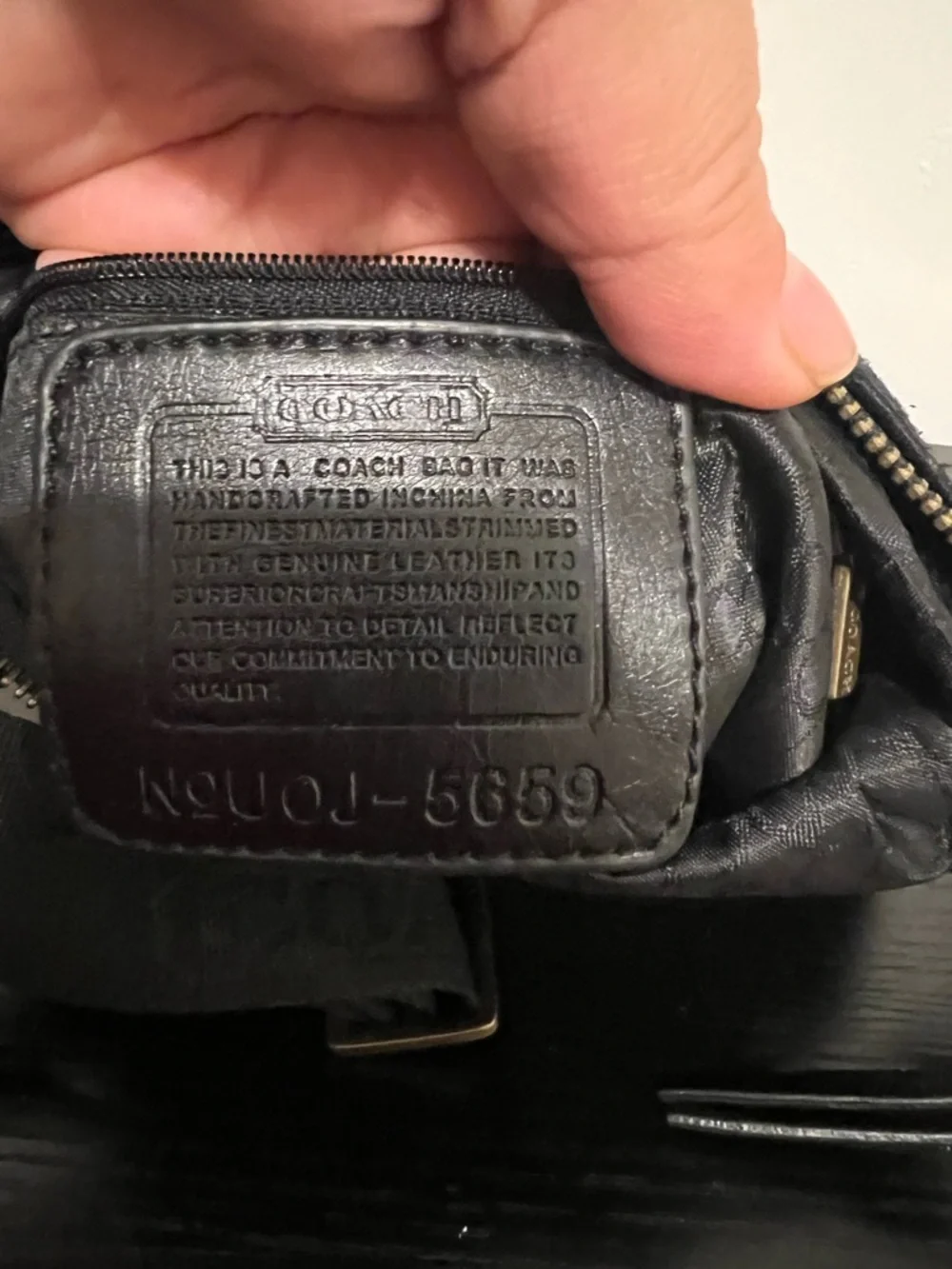 Coach Black Signature Messenger Bag with Gold Hardware